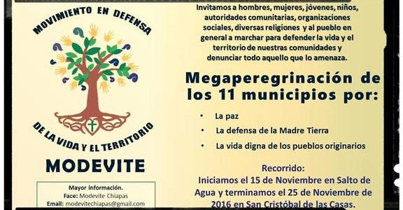 Once municipios de los pueblos tseltal, tsotsil y ch´ol del norte y selva de Chiapas, peregrinarán a partir del día 15 de noviembre desde la...